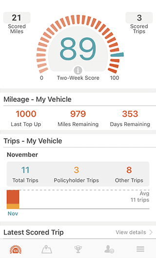 view your miles used screenshot