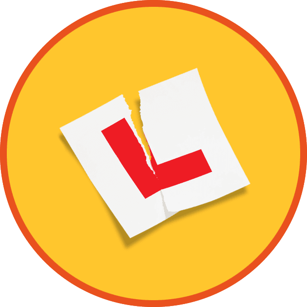 L plate on yellow background